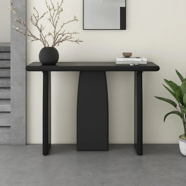 FurnitureZ l  47.24" Black Modern Console Table with 3 Legs for Living Room