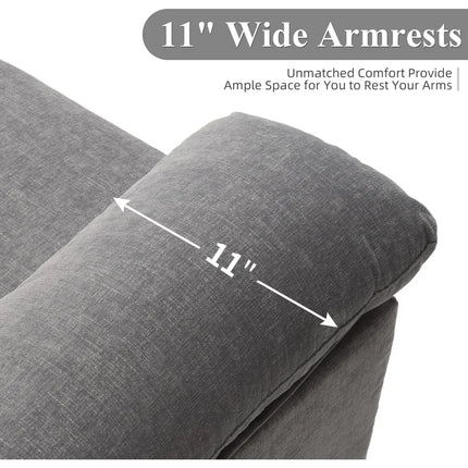 FurnitureZ l  Shape Couch Convertible 3 Seat Modern Chenille Fabric Sofa for Living Room