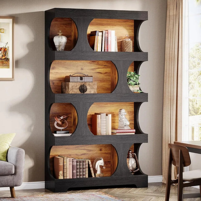 FurnitureZ l  71" Tall Black Bookcase for Living Room, Bedroom, Home Office