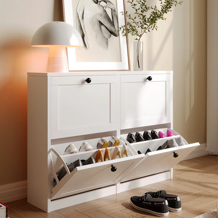 FurnitureZ l  Shoe Cabinet with Flip Drawers for Living Room, Hallway