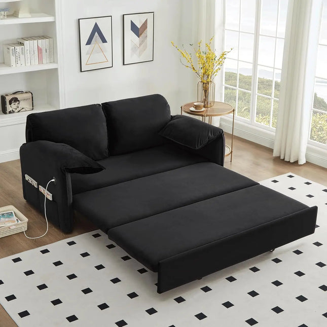 FurnitureZ l  55" 3 in 1 Pull Out Convertible Sofa Bed for Bedroom