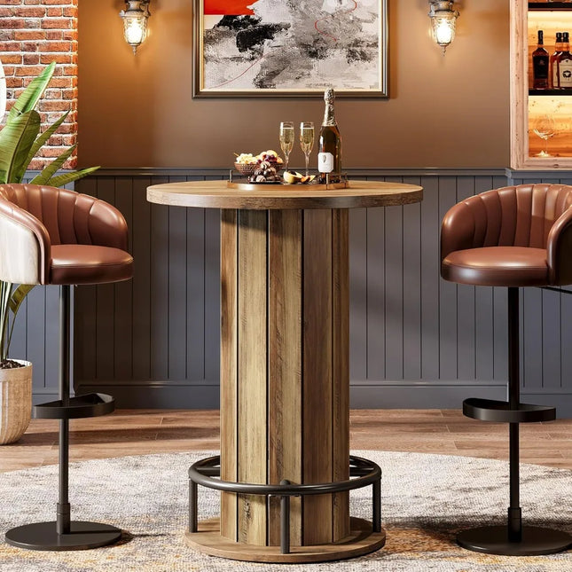 FurnitureZ l 39.4" H Wood Bistro Pub Table for Dining Room