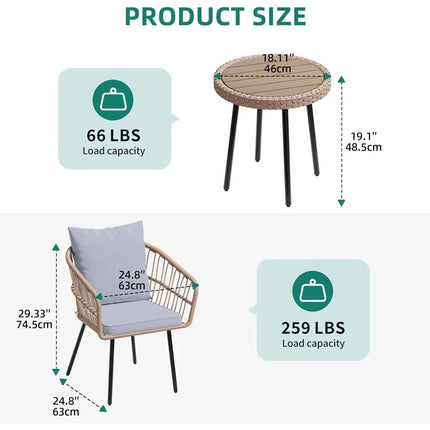 FurnitureZ l  3 Pieces Outdoor Bistro Set