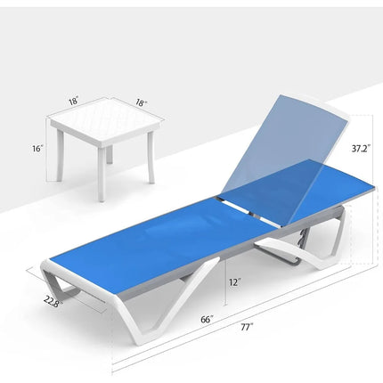 FurnitureZ l  Patio Chaise Lounge Chair Set of 3 for Outdoor