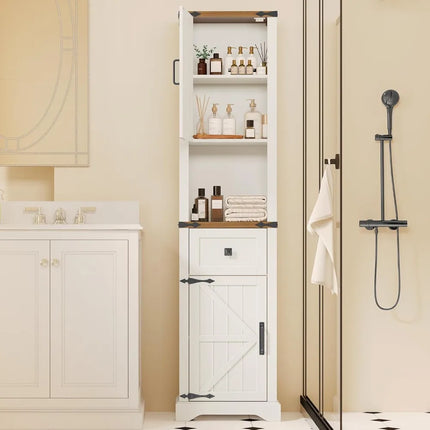 FurnitureZ l 66" Tall Farmhouse Storage Cabinet for Bathroom