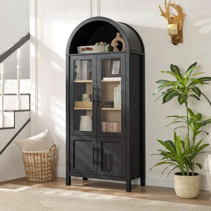 FurnitureZ l  Modern 5-Tier Farmhouse Style Cabinet for Living Room, Dining Room