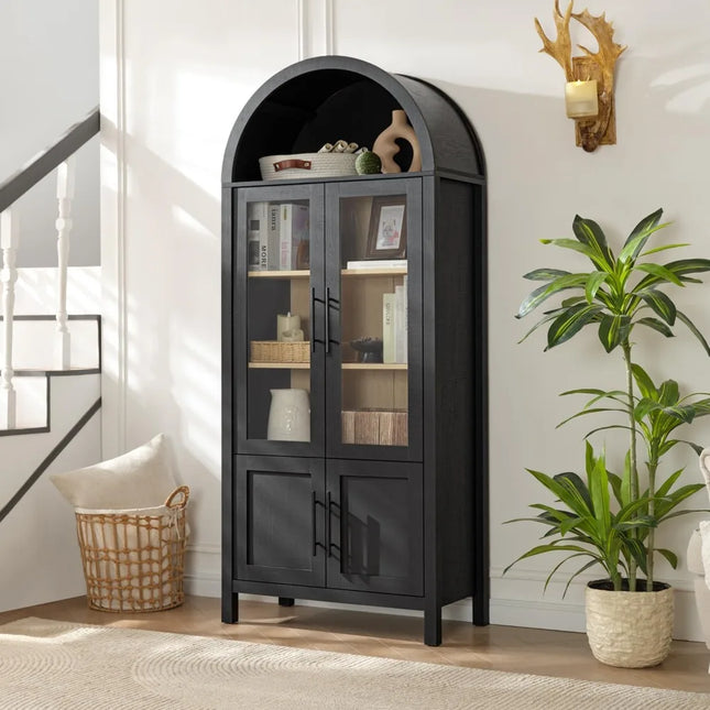 FurnitureZ l  Modern 5-Tier Farmhouse Style Cabinet for Living Room, Dining Room