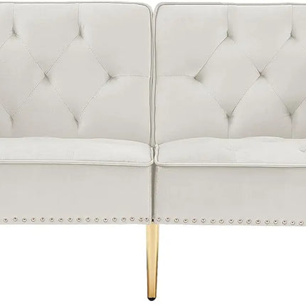 FurnitureZ l  69.6" Velvet Tufted Convertible Sofa Bed for Living Room
