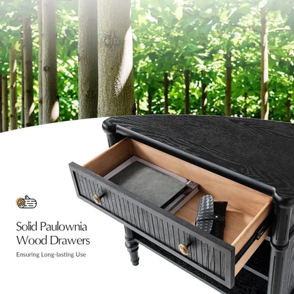 FurnitureZ l  Traditional Fluted Nightstand Table for Living Room, Bedroom