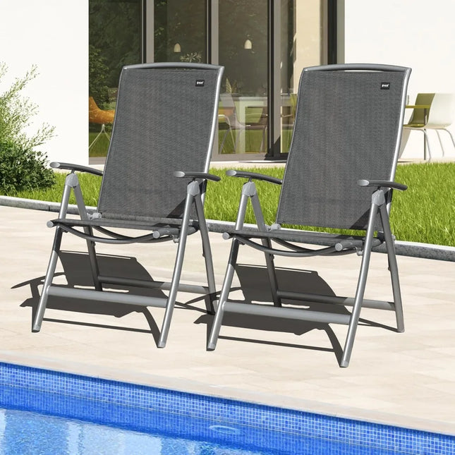 FurnitureZ l  Patio Folding Chairs Set of 2 for Outdoor