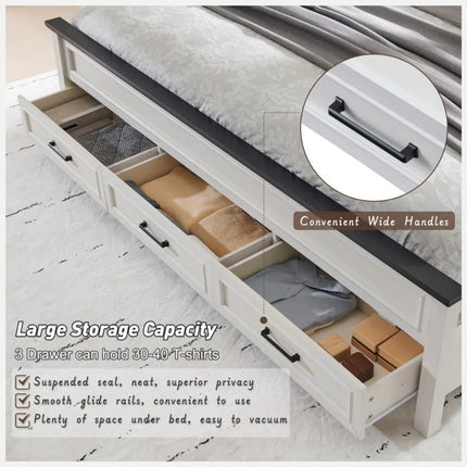 FurnitureZ l  Bed Frame with 52" Tall Full-Panel Headboard for Bedroom