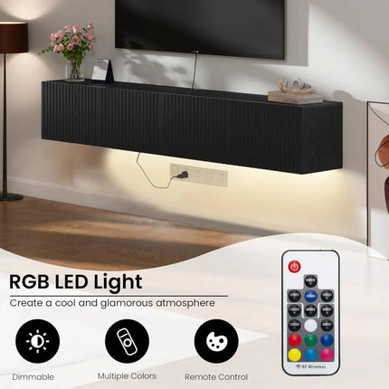 FurnitureZ l  71" Wall-Mounted Floating TV Stand for Living Room, Bedroom