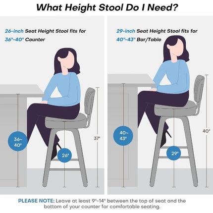 FurnitureZ l Counter Height Bar Stools Set of 2 for Dining Room