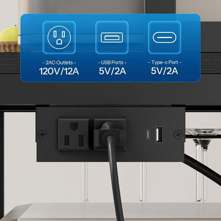 FurnitureZ l 45.3" Coffee Bar Cabinet with Wine Rack for Kitchen, Dining Room