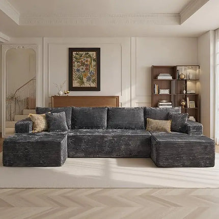 FurnitureZ l  108" L Shaped Modular Sofa Cloud Couch with Left Facing Chaise for Living Room