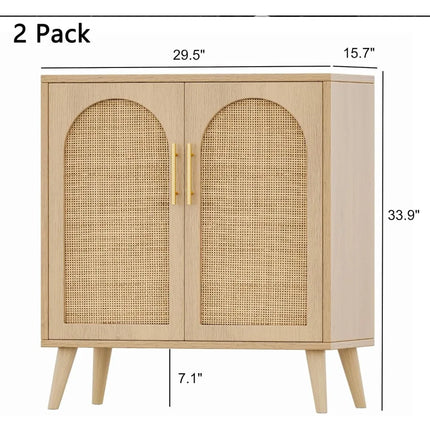 FurnitureZ l  Pair of Rattan Storage Cabinets for Living Room, Dining Room