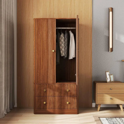 FurnitureZ l  Curved Profile Wooden Armoire for Bedroom