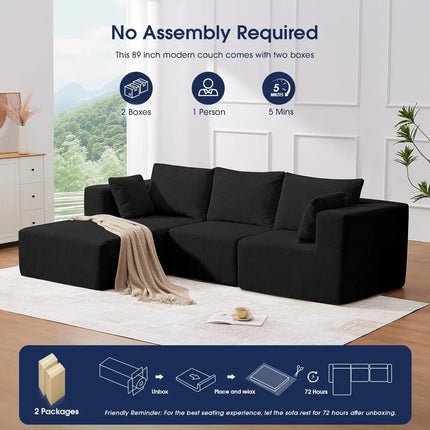 FurnitureZ l  107'' Cloud Couch Sofa with Deep Seat for Living Room