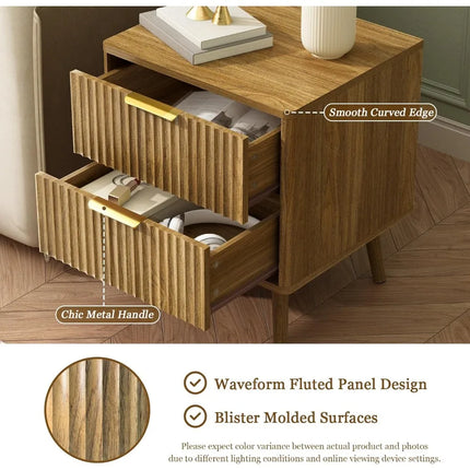 FurnitureZ l  Modern Fluted Nightstand Table for Living Room, Bedroom