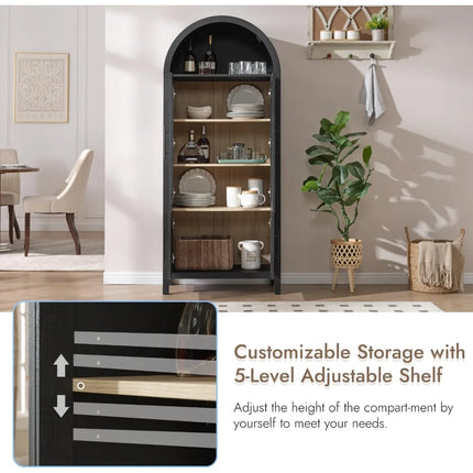 FurnitureZ l  Modern 5-Tier Farmhouse Style Cabinet for Living Room, Dining Room