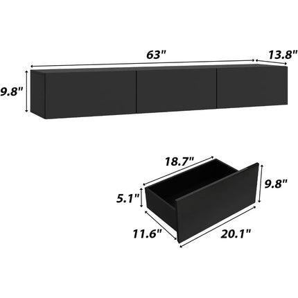 FurnitureZ l  63" Floating TV Stand for Living Room, Bedroom