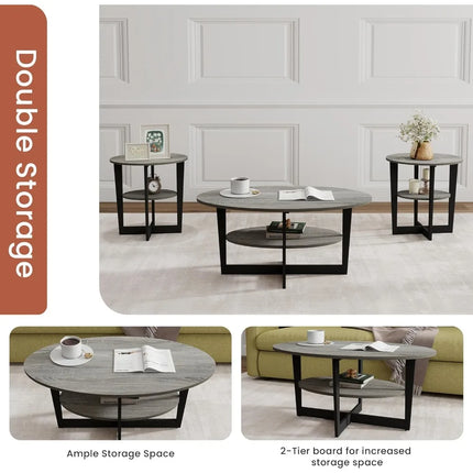 FurnitureZ l  3-Piece Living Room Coffee Table Set for Living Room