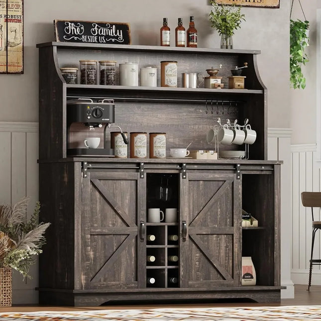 FurnitureZ l  47" Farmhouse Coffee Bar Cabinet for Dining Room
