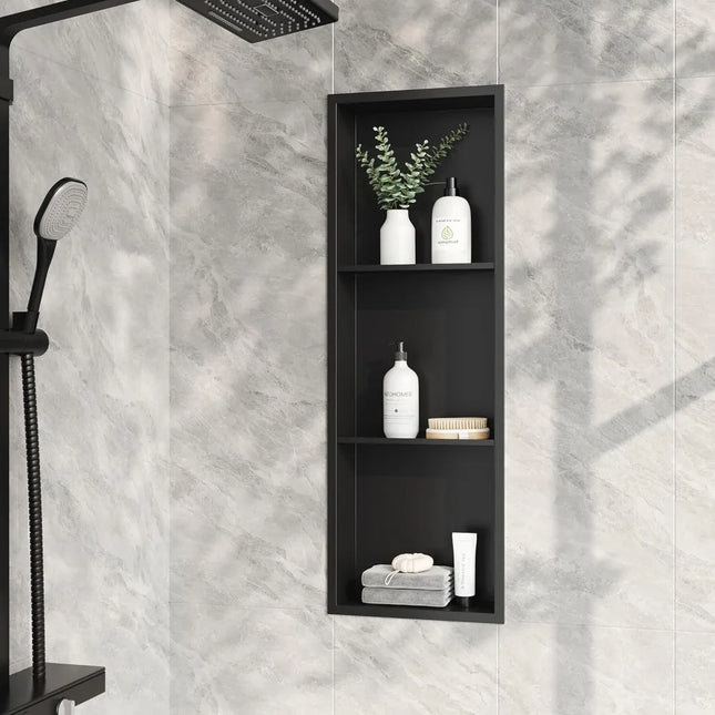 FurnitureZ l  Matte Black Stainless 3-Tier Storage for Living Room, Bathroom