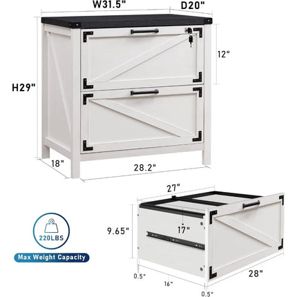 FurnitureZ l  31" Farmhouse File Cabinet for Home Office
