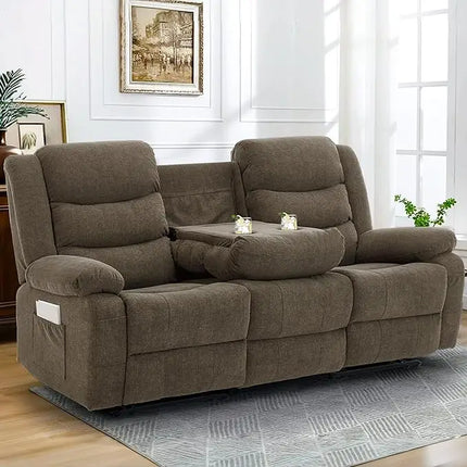 FurnitureZ l  Recliner Sofa, Recliner Loveseat with Console for Living Room
