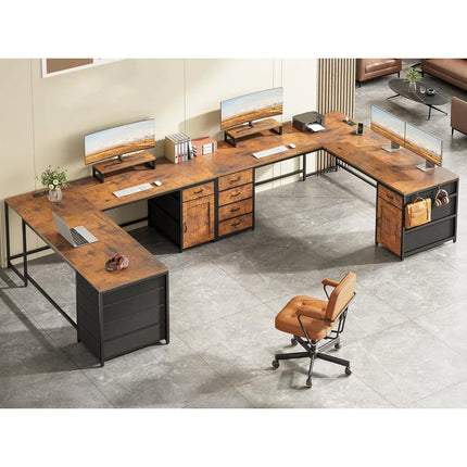 FurnitureZ l  L Shaped Computer Desk for Home Office