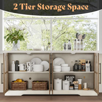 FurnitureZ l  Farmhouse Style 63" Buffet Sideboard for Living Room, Dining Room