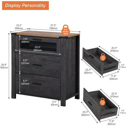 FurnitureZ l  Nightstand with Drawers for Bedroom, Living Room