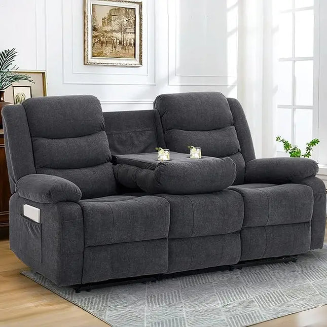 FurnitureZ l  Recliner Sofa, Recliner Loveseat with Console for Living Room