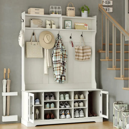 FurnitureZ l  Off-White Hall Tree for Entryway