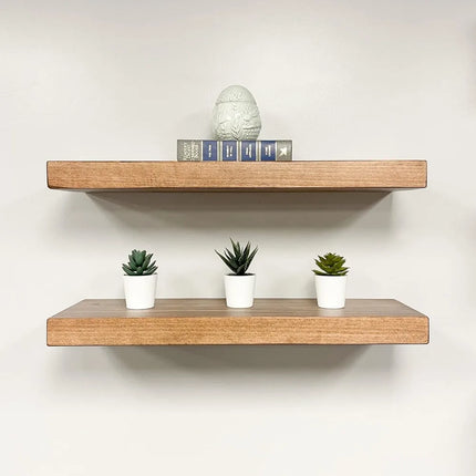 FurnitureZ l Rustic Style Solid Wood Floating Shelves for Kitchen