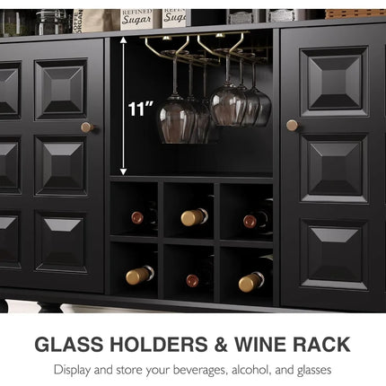 FurnitureZ l  Black Mid Century Modern Wine Bar Cabinet for Dining Room