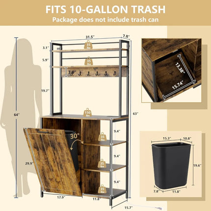 FurnitureZ l  Farmhouse Style 6-Tier Baker's Rack with Storage for Kitchen, Bathroom