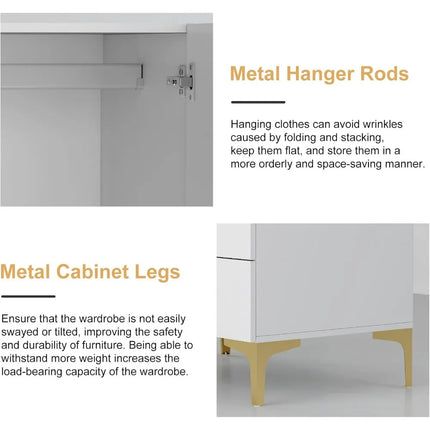 FurnitureZ l  White Twill Wood Wardrobe for Bedroom