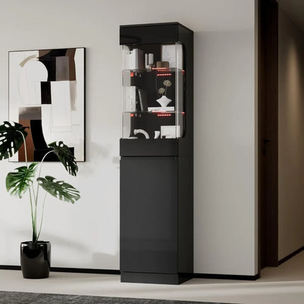 FurnitureZ l  Illuminated Glass Display Cabinet for Living Room, Dining Room