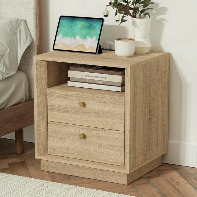 FurnitureZ l  Nightstand with Charging Station for Living Room, Bedroom