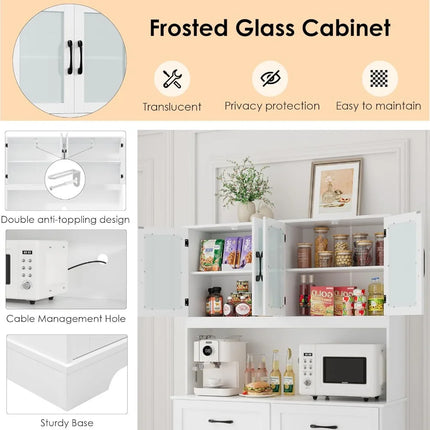 FurnitureZ l  71" Pantry Storage Cabinet for Dining Room, Kitchen