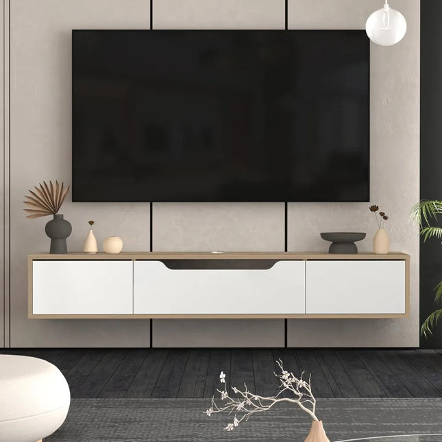FurnitureZ l  Modern Wall-Mounted Entertainment TV Console for Living Room, Bedroom