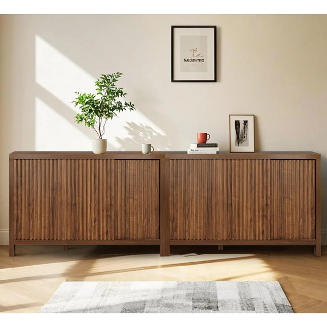 FurnitureZ l  Modern Fluted Sideboard Buffet Cabinet for Living Room, Dining Room