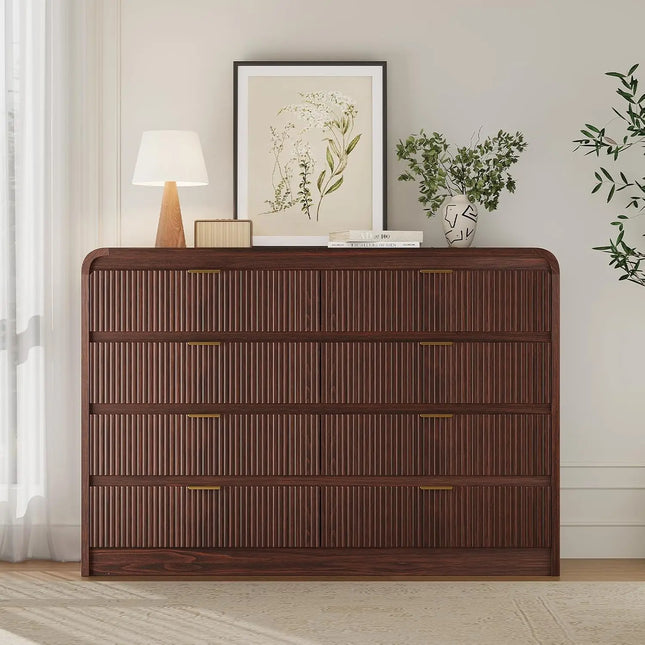 FurnitureZ l  Fluted 8 Drawers Dresser for Bedroom, Dressing Room