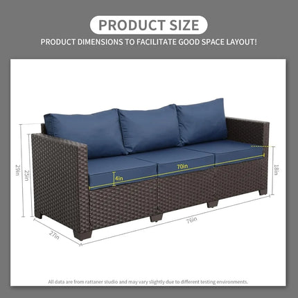 FurnitureZ l  Rattaner 3-Seat Outdoor Wicker Sofa