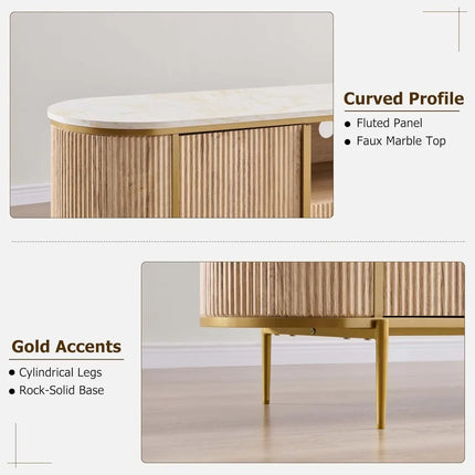 FurnitureZ l  70" Modern Chic Fluted TV Stand for Living Room