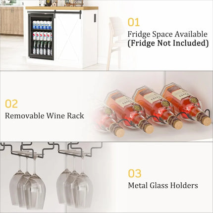 FurnitureZ l  Coffee Bar Cabinet with Fridge Space for Dining Room