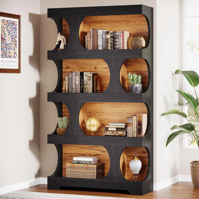 FurnitureZ l  71" Tall Black Bookcase for Living Room, Bedroom, Home Office