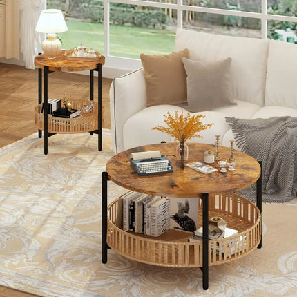 FurnitureZ l  Boho Chic 3-Piece Coffee Table Set for Living Room